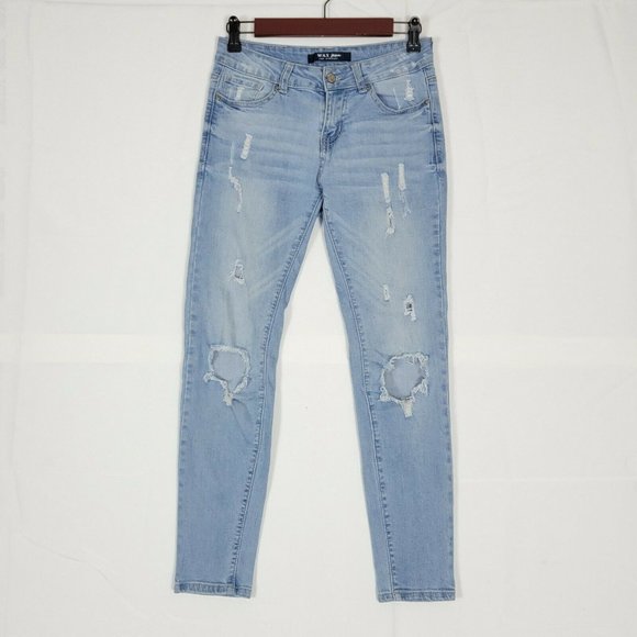 Wax Jean Distressed Skinny Destroyed Stretch Denim 28 x 27 - Picture 2 of 11